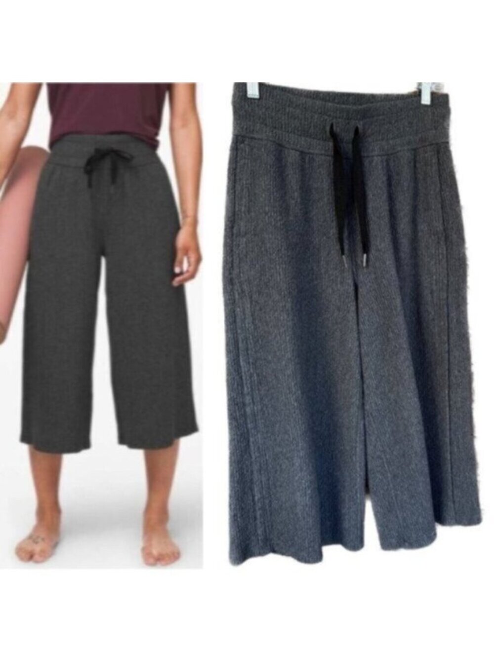 Lululemon  ^ Retreat Yourself Cropped  pants Heathered Core Dark Grey Size 4 EUC